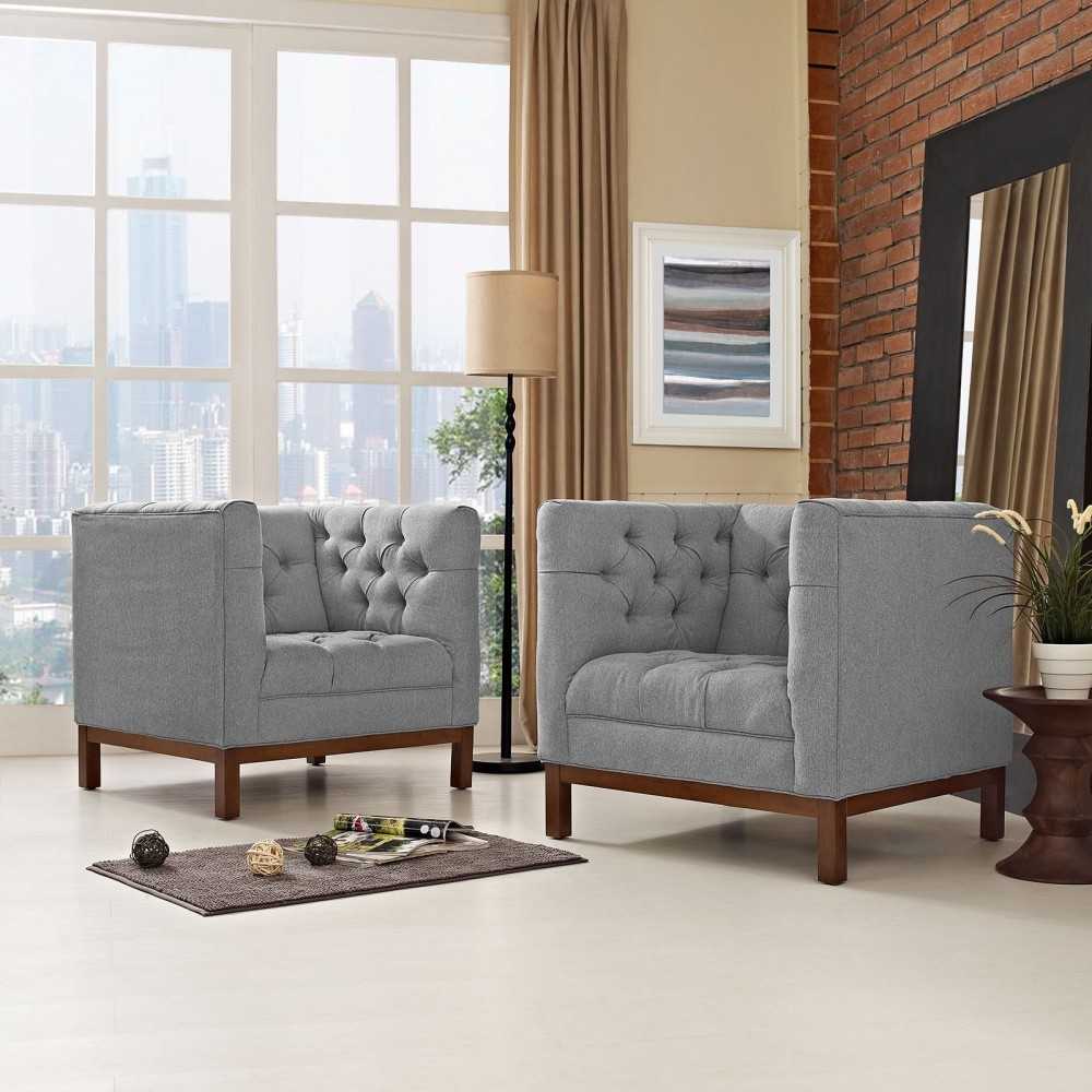 Panache Living Room Set Upholstered Fabric Set of 2, Expectation Gray