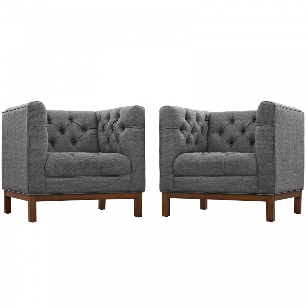 Panache Living Room Set Upholstered Fabric Set of 2, Gray