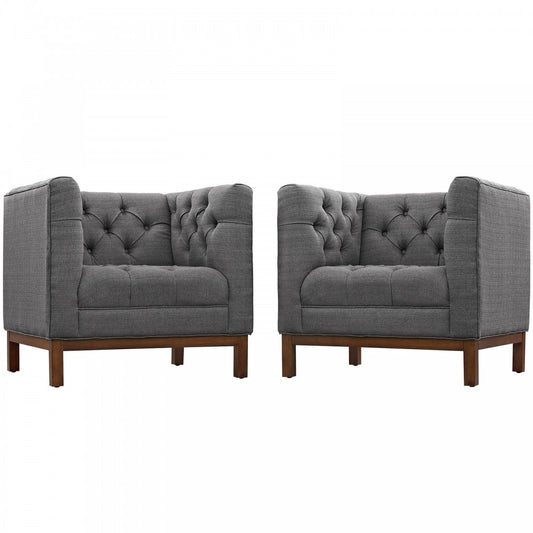 Panache Living Room Set Upholstered Fabric Set of 2, Gray