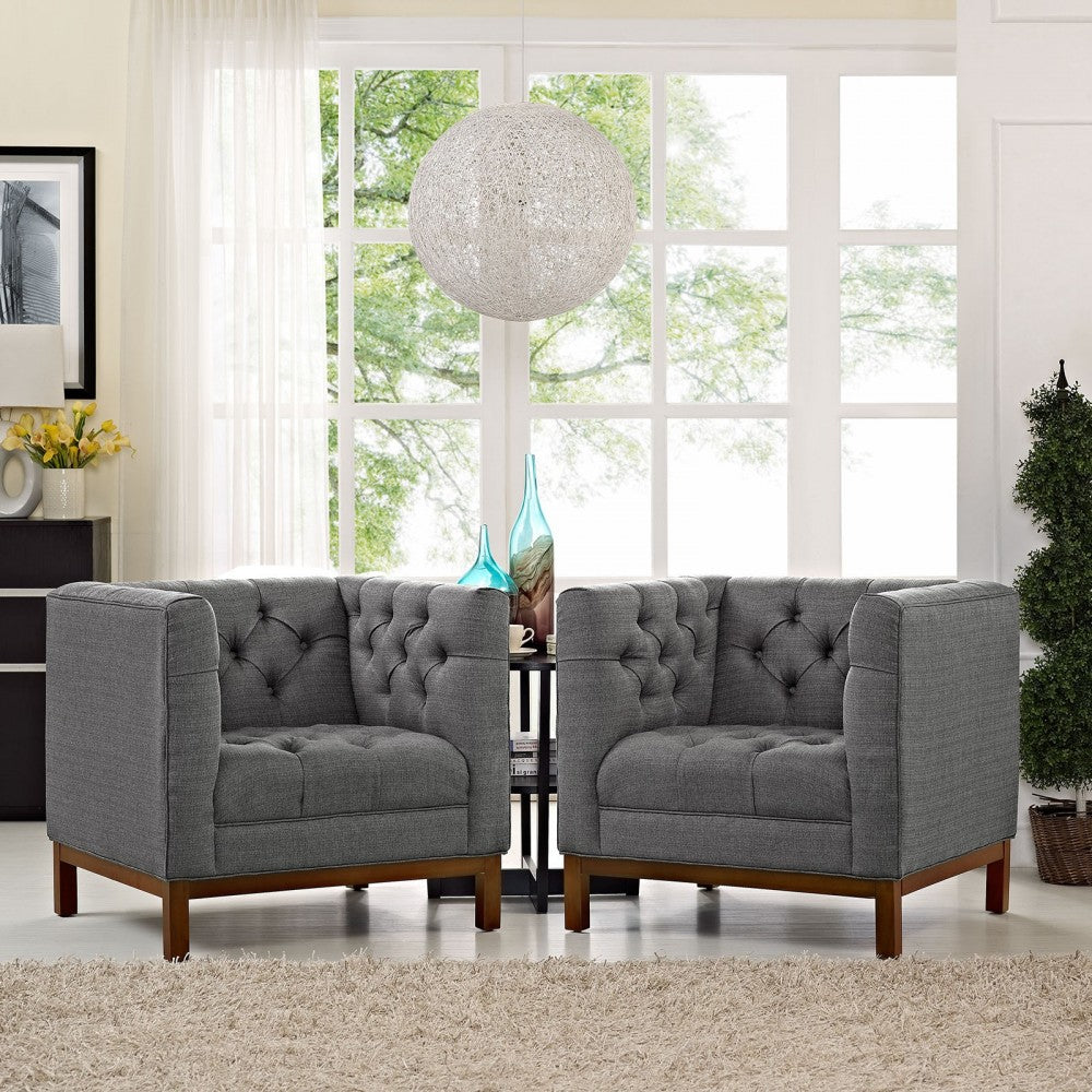 Panache Living Room Set Upholstered Fabric Set of 2, Gray