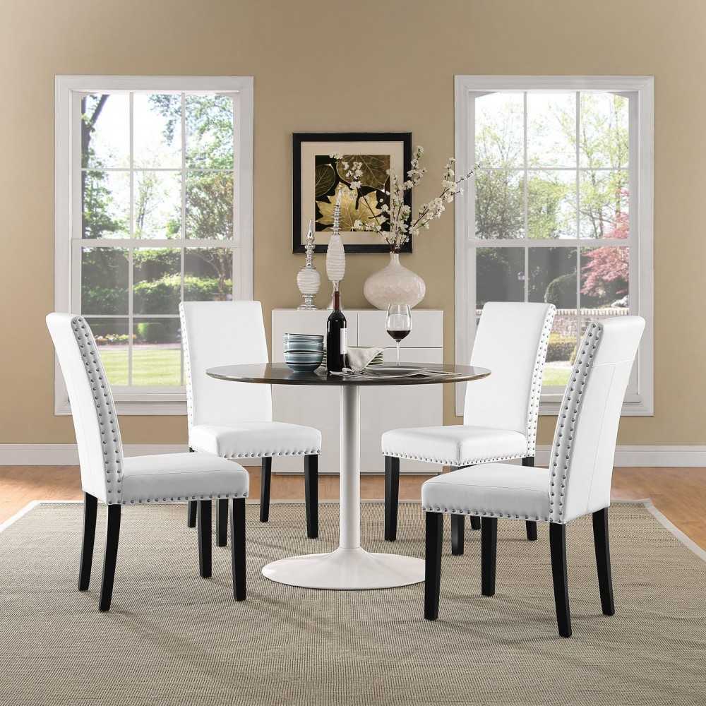 Parcel Dining Faux Leather Side Chair, White