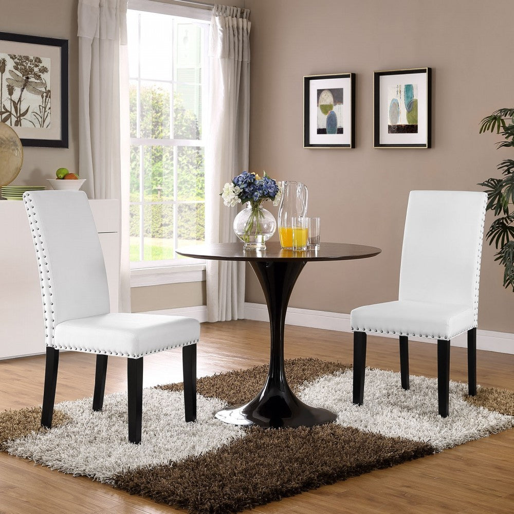 Parcel Dining Faux Leather Side Chair, White