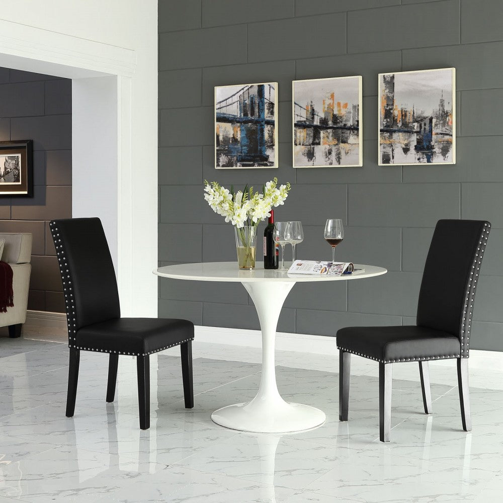 Parcel Dining Faux Leather Side Chair, Black