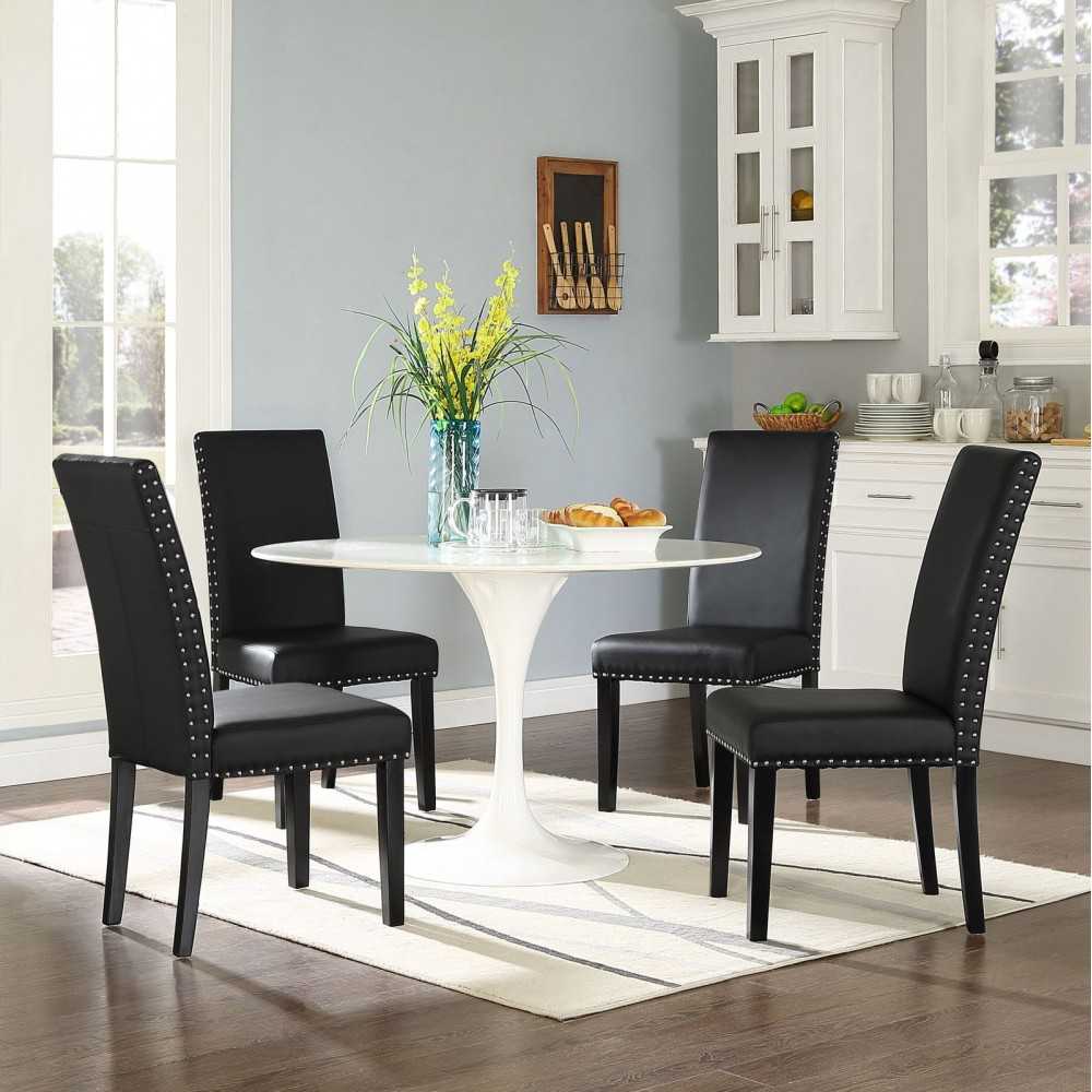 Parcel Dining Faux Leather Side Chair, Black