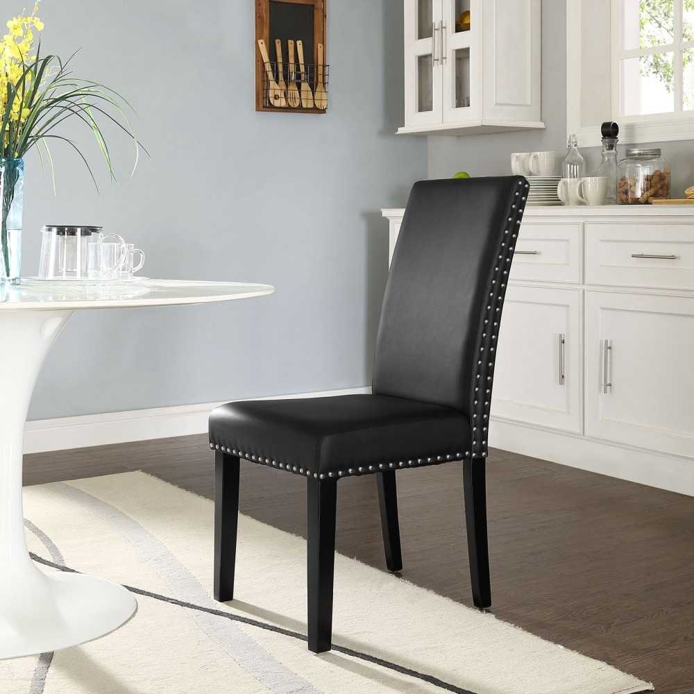 Parcel Dining Faux Leather Side Chair, Black
