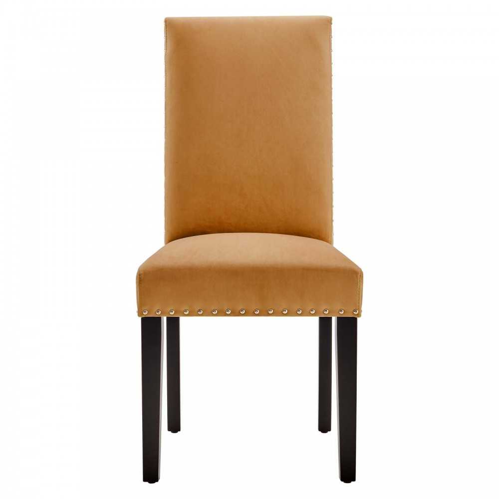 Parcel Performance Velvet Dining Side Chairs - Set of 2, Cognac