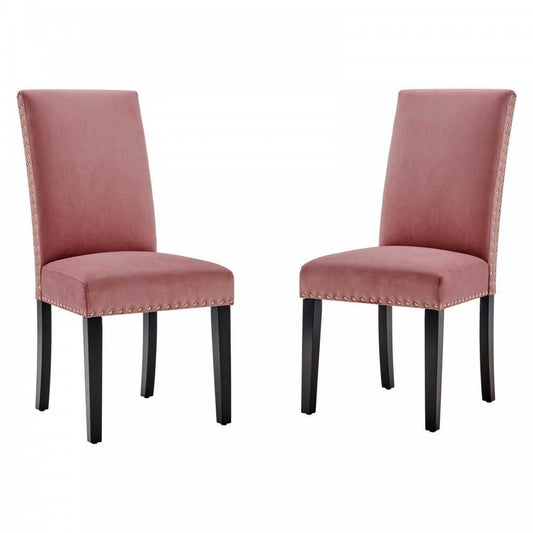 Parcel Performance Velvet Dining Side Chairs - Set of 2, Dusty Rose