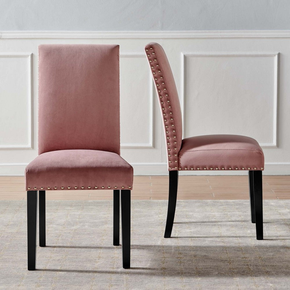 Parcel Performance Velvet Dining Side Chairs - Set of 2, Dusty Rose