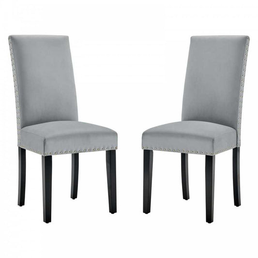 Parcel Performance Velvet Dining Side Chairs - Set of 2, Light Gray
