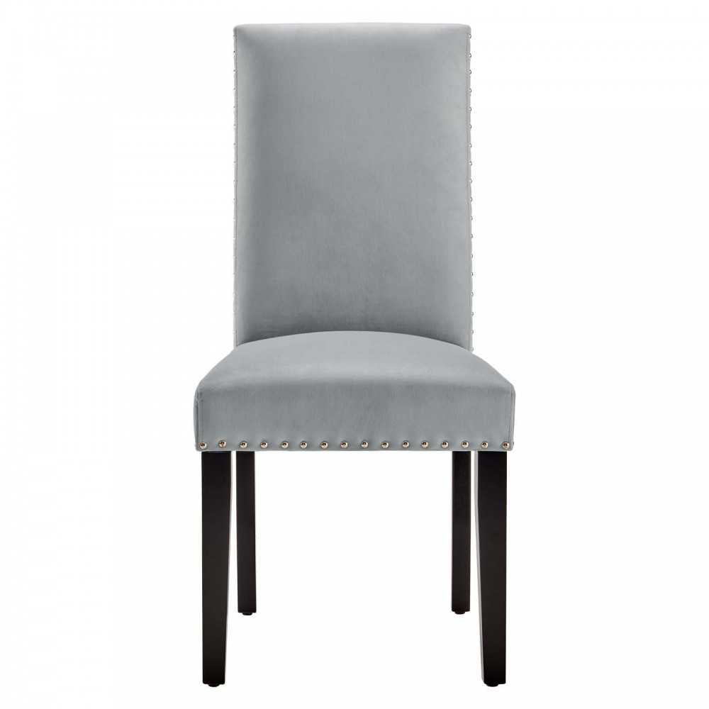 Parcel Performance Velvet Dining Side Chairs - Set of 2, Light Gray