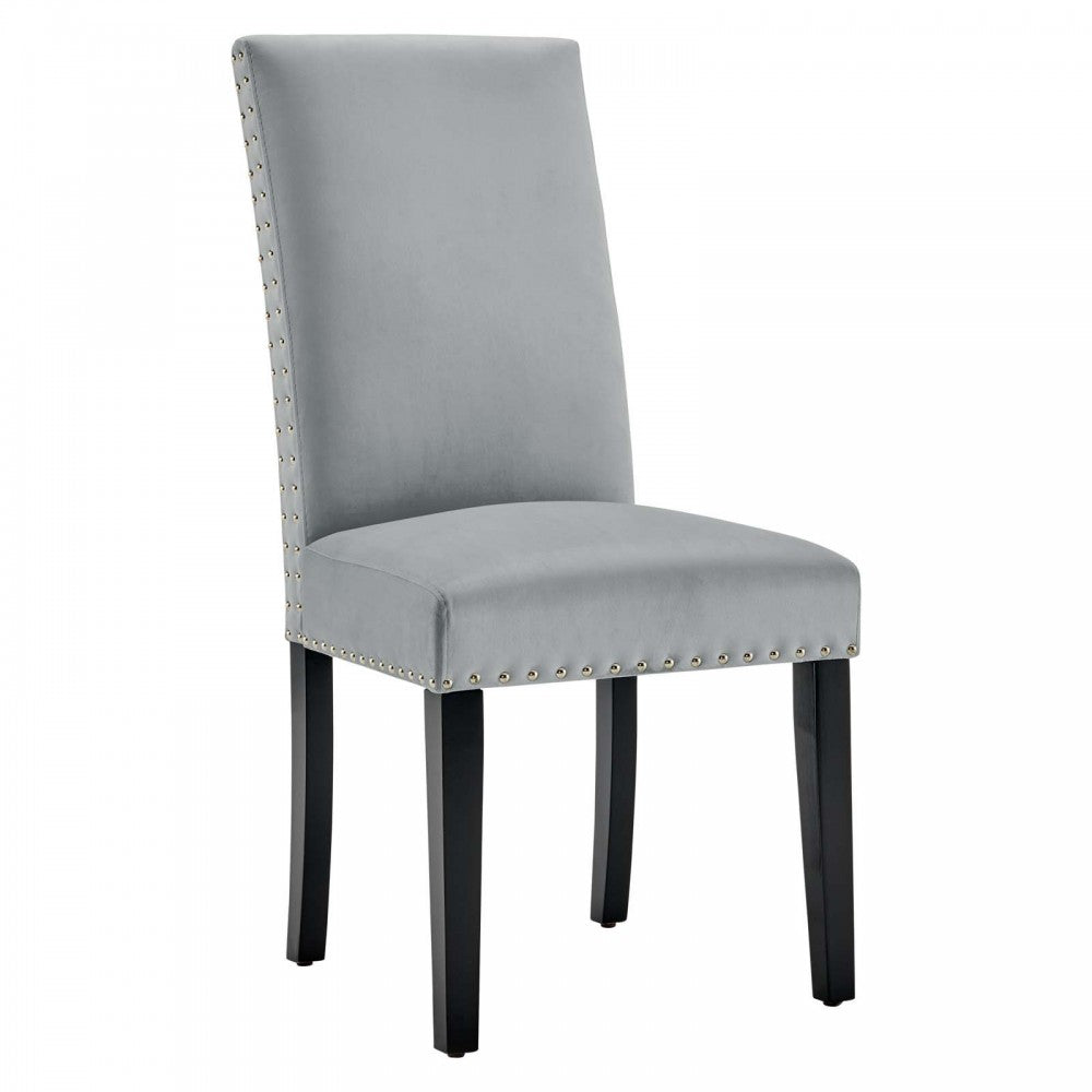 Parcel Performance Velvet Dining Side Chairs - Set of 2, Light Gray