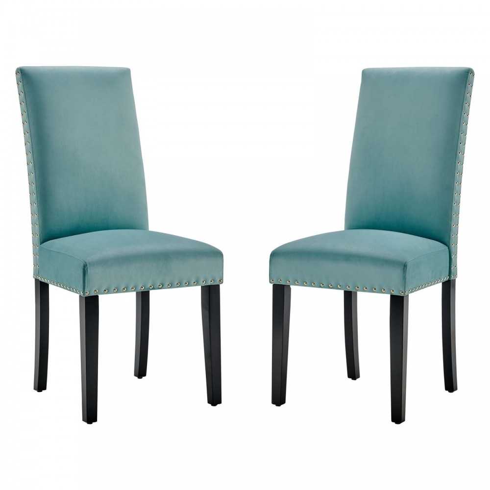 Parcel Performance Velvet Dining Side Chairs - Set of 2, Mint