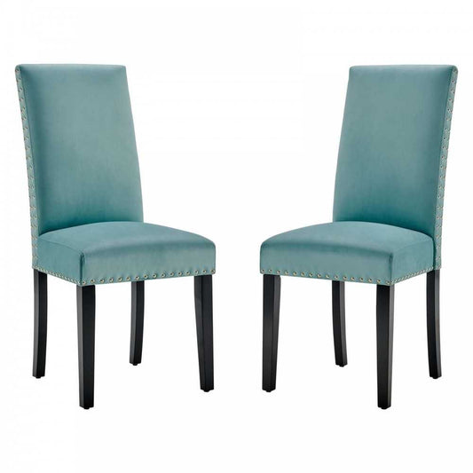 Parcel Performance Velvet Dining Side Chairs - Set of 2, Mint