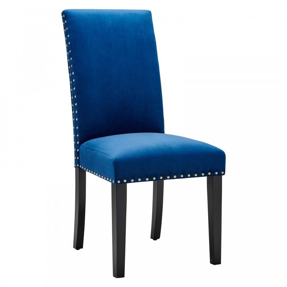 Parcel Performance Velvet Dining Side Chairs - Set of 2, Navy