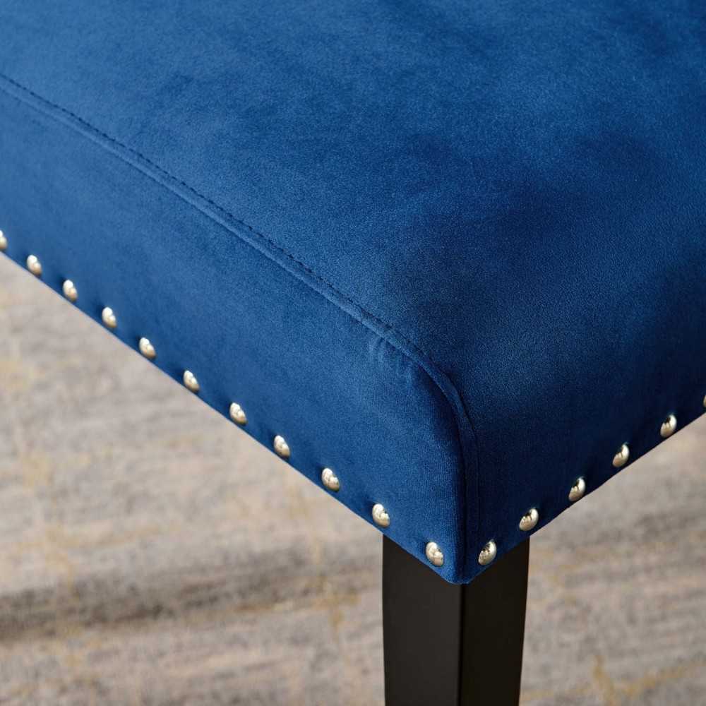 Parcel Performance Velvet Dining Side Chairs - Set of 2, Navy