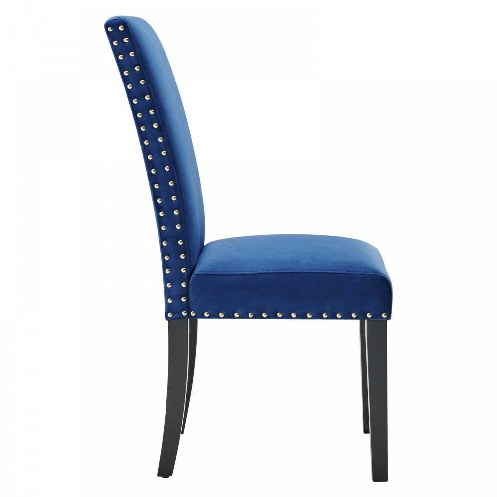 Parcel Performance Velvet Dining Side Chairs - Set of 2, Navy