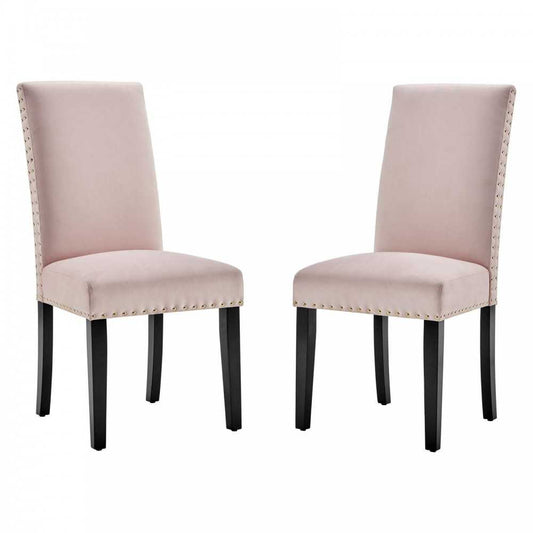 Parcel Performance Velvet Dining Side Chairs - Set of 2, Pink
