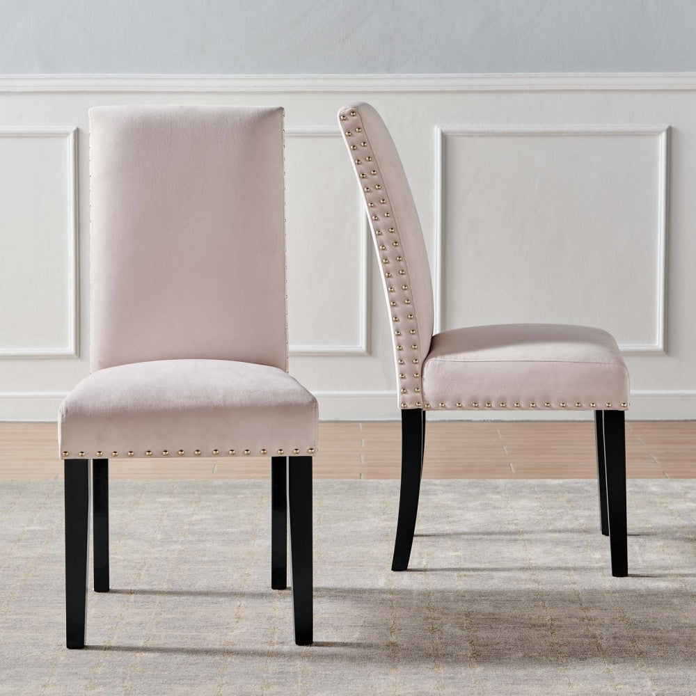 Parcel Performance Velvet Dining Side Chairs - Set of 2, Pink
