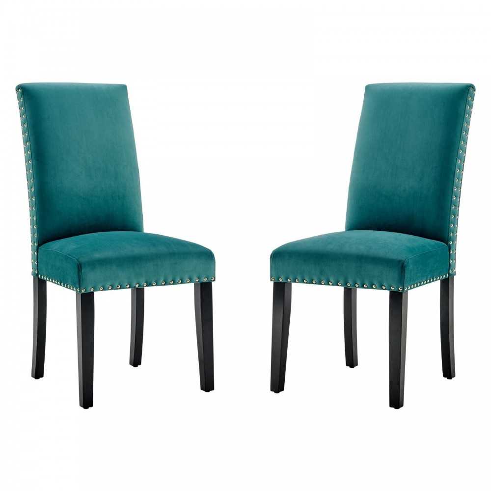Parcel Performance Velvet Dining Side Chairs - Set of 2, Teal