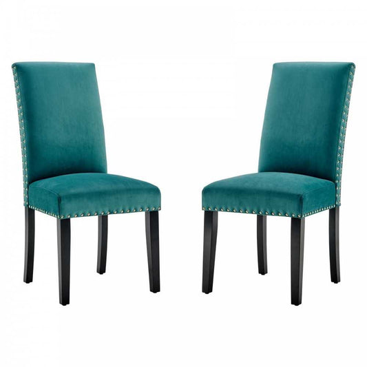 Parcel Performance Velvet Dining Side Chairs - Set of 2, Teal