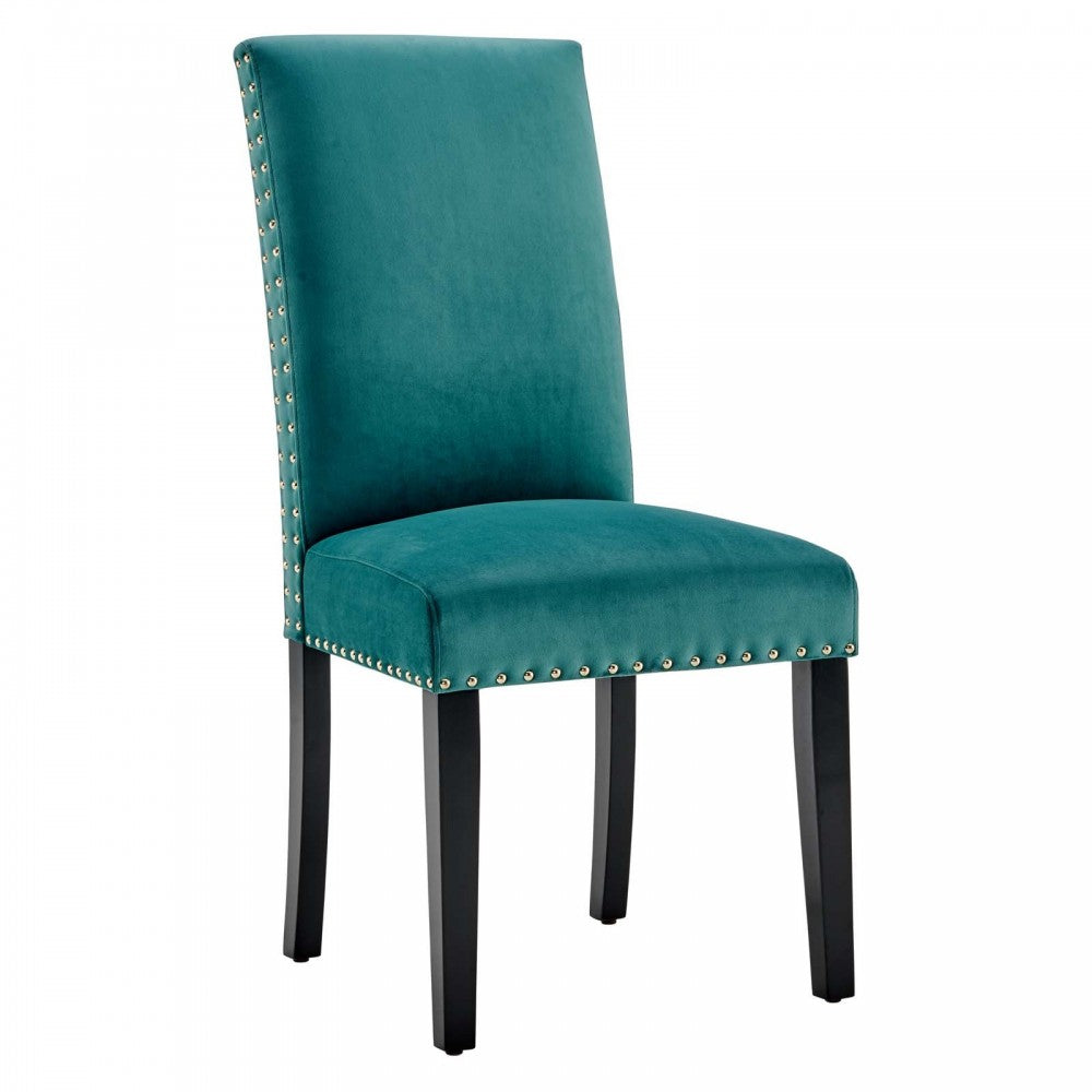 Parcel Performance Velvet Dining Side Chairs - Set of 2, Teal