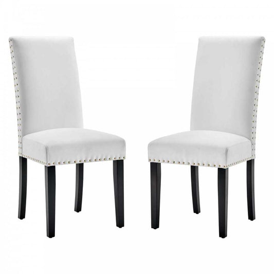 Parcel Performance Velvet Dining Side Chairs - Set of 2, White