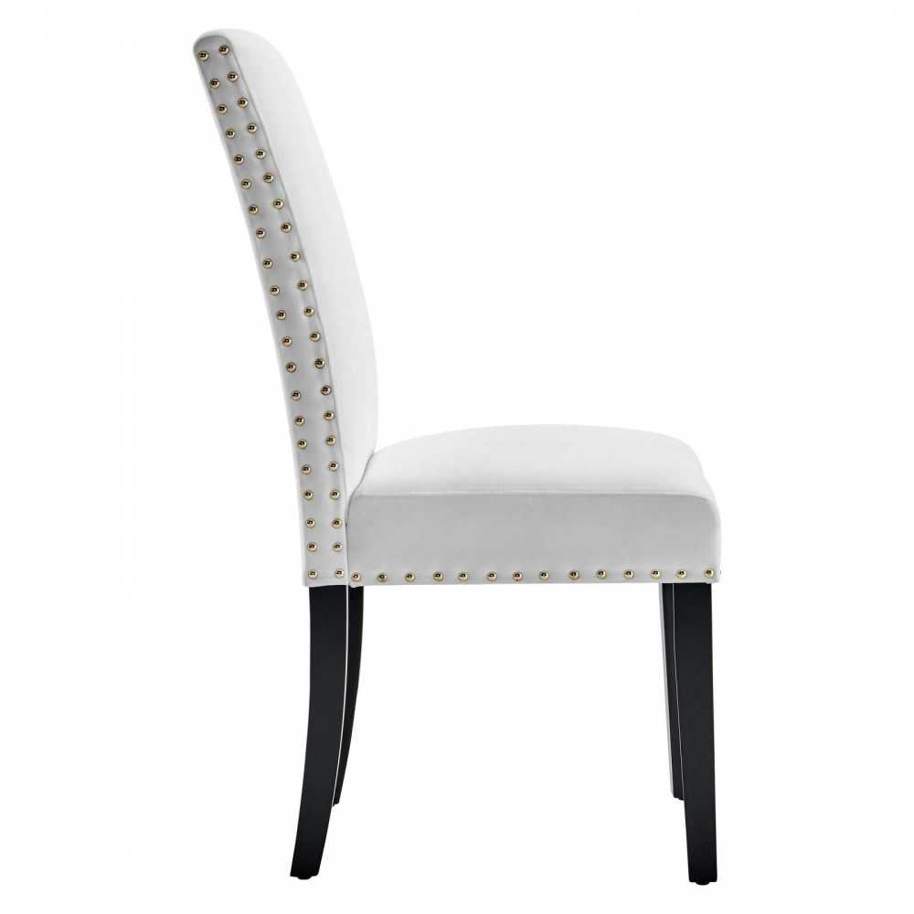 Parcel Performance Velvet Dining Side Chairs - Set of 2, White