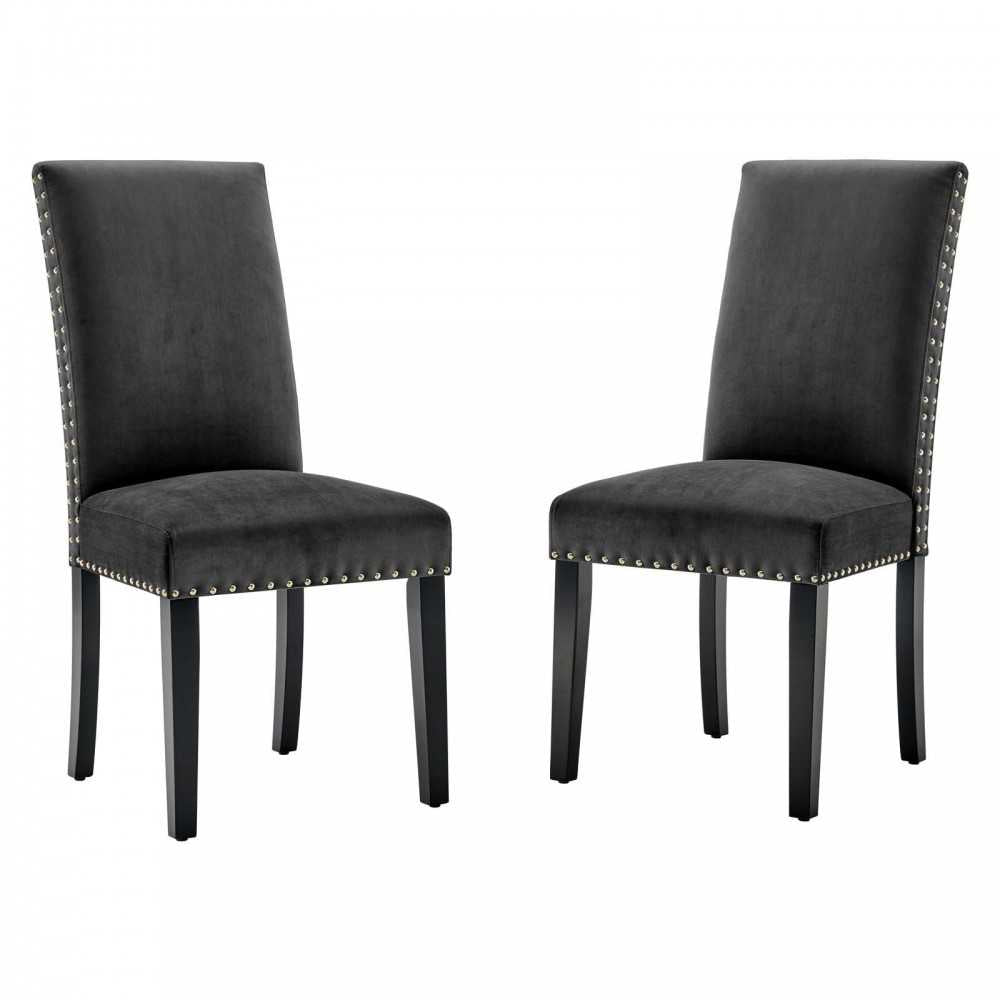 Parcel Performance Velvet Dining Side Chairs - Set of 2, Charcoal