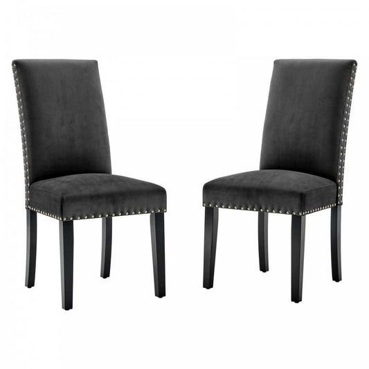 Parcel Performance Velvet Dining Side Chairs - Set of 2, Charcoal