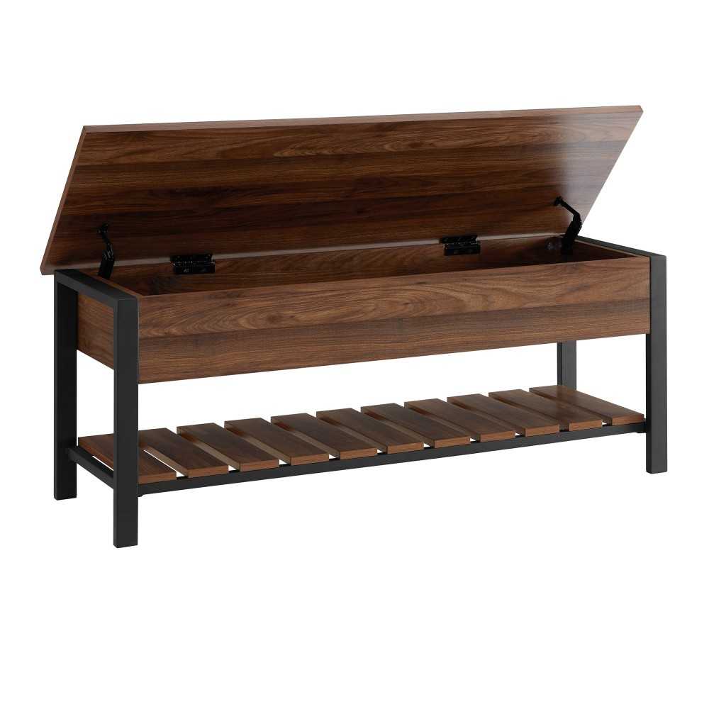 Park City 48" Modern Farmhouse Storage Bench - Dark Walnut