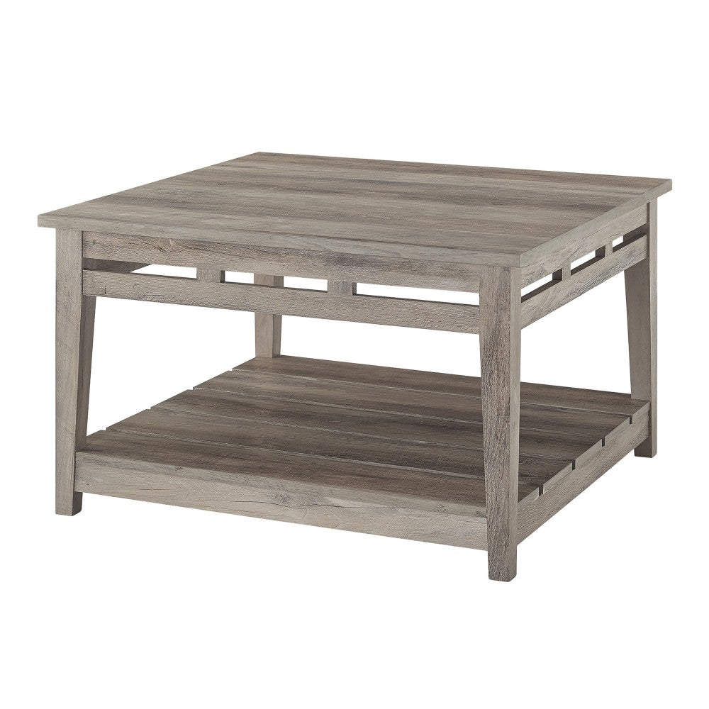 Parker 30" Farmhouse Square Coffee Table - Gray Wash