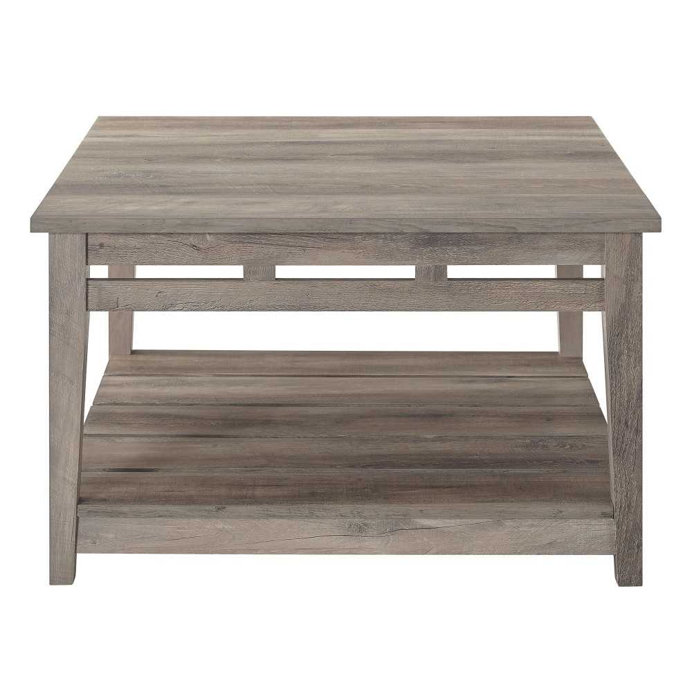 Parker 30" Farmhouse Square Coffee Table - Gray Wash