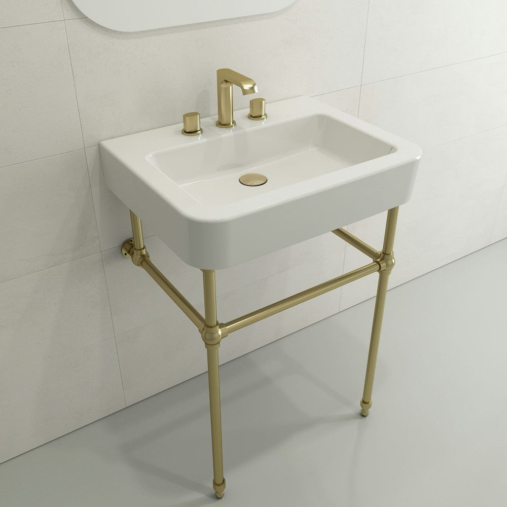 Parma Wall-Mounted Sink Fireclay 25.5 in. 3-Hole with Overflow in White