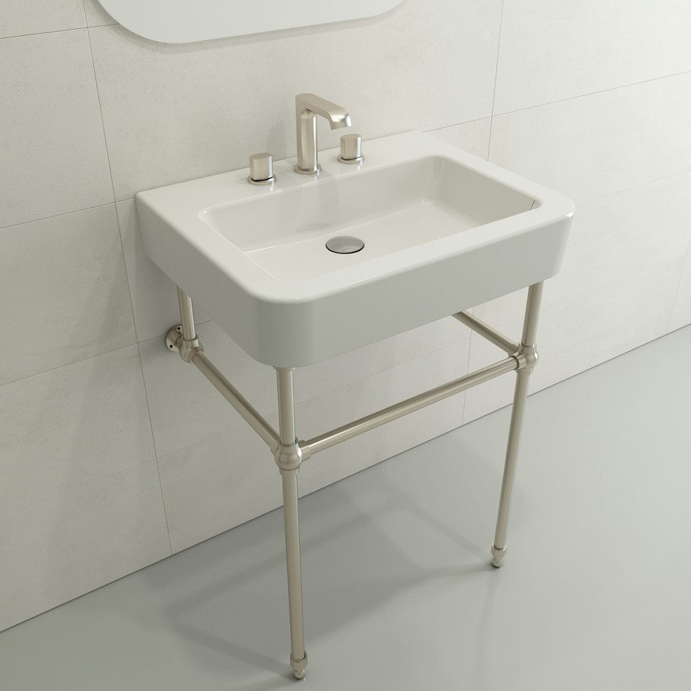 Parma Wall-Mounted Sink Fireclay 25.5 in. 3-Hole with Overflow in White