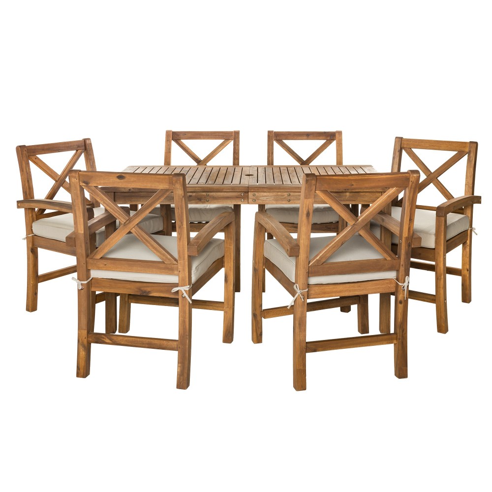 Patio 7-Piece Dining Table Set - Brown