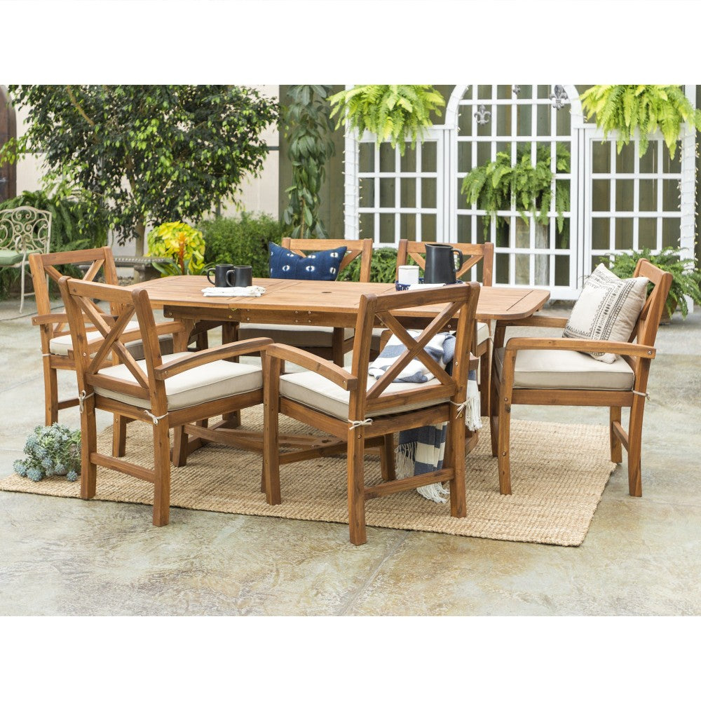 Patio 7-Piece Dining Table Set - Brown