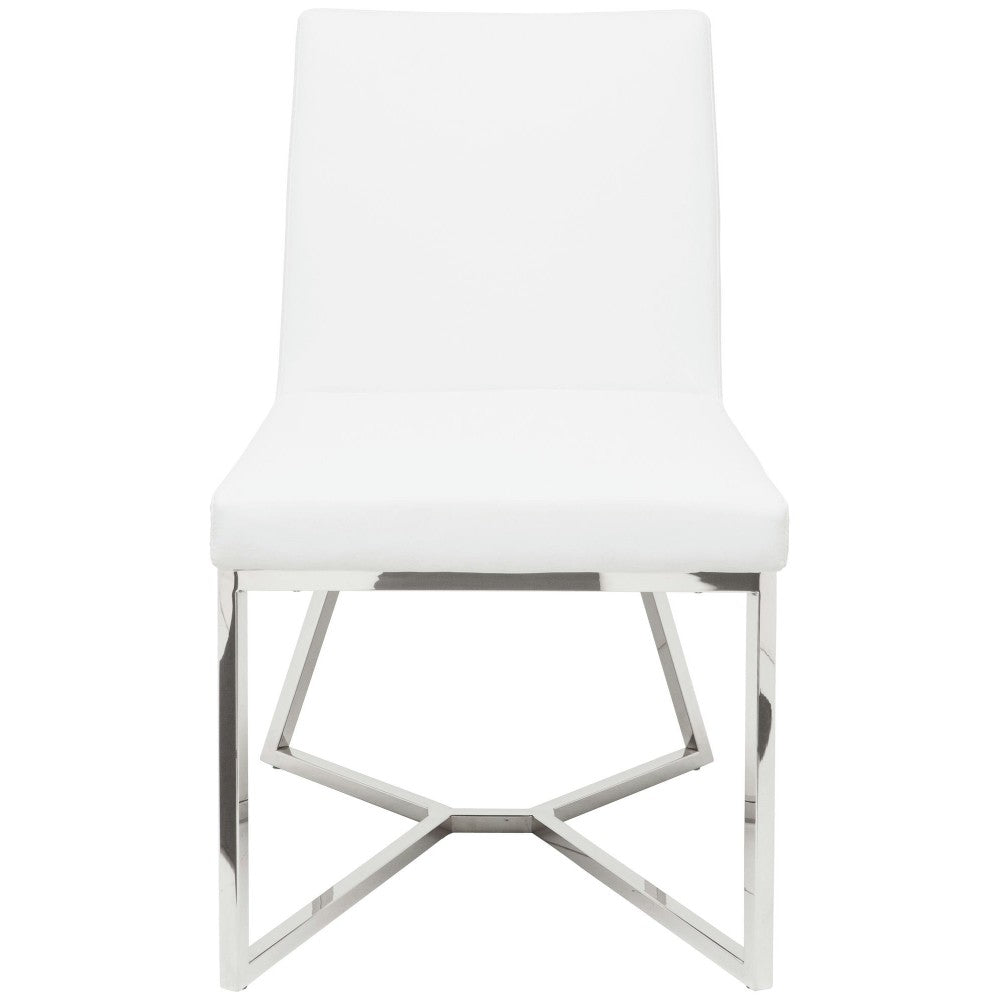 Patrice White Naugahyde Dining Chair