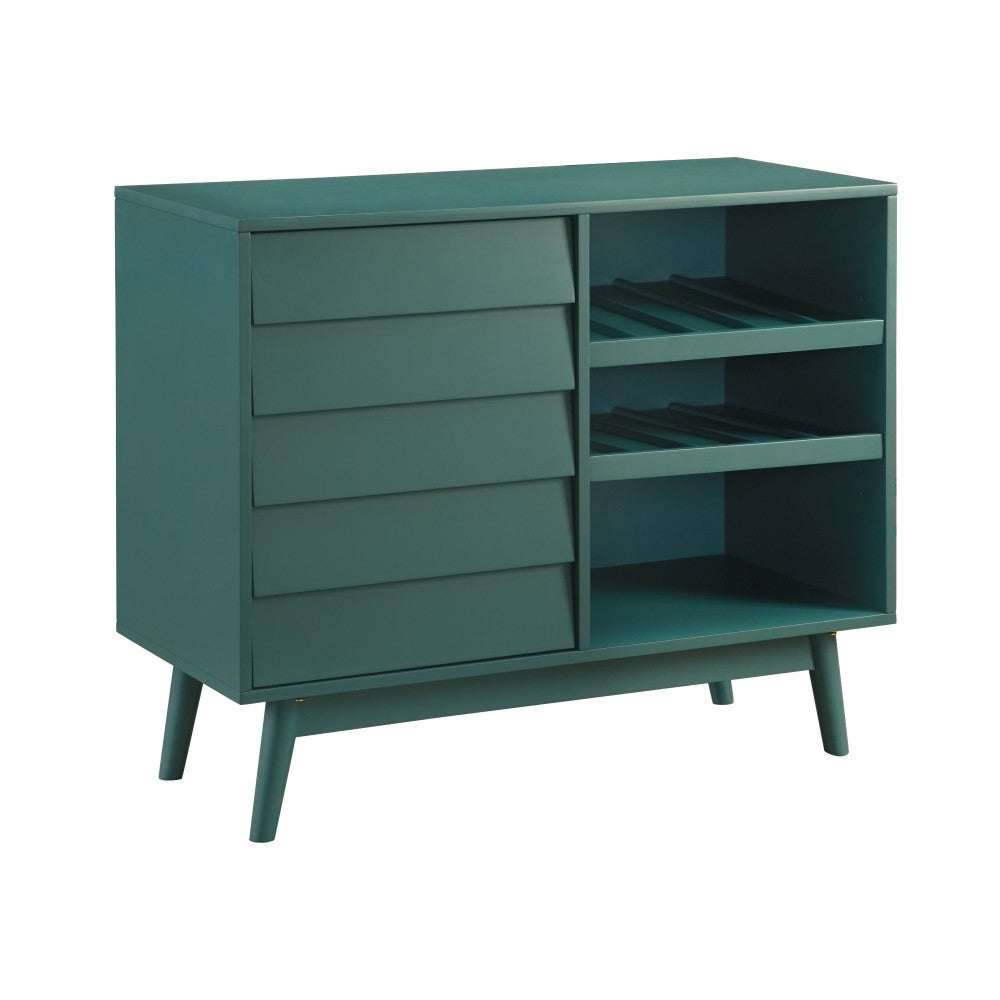 Paula 36" Louvered Door Bar Cabinet - Dark Teal