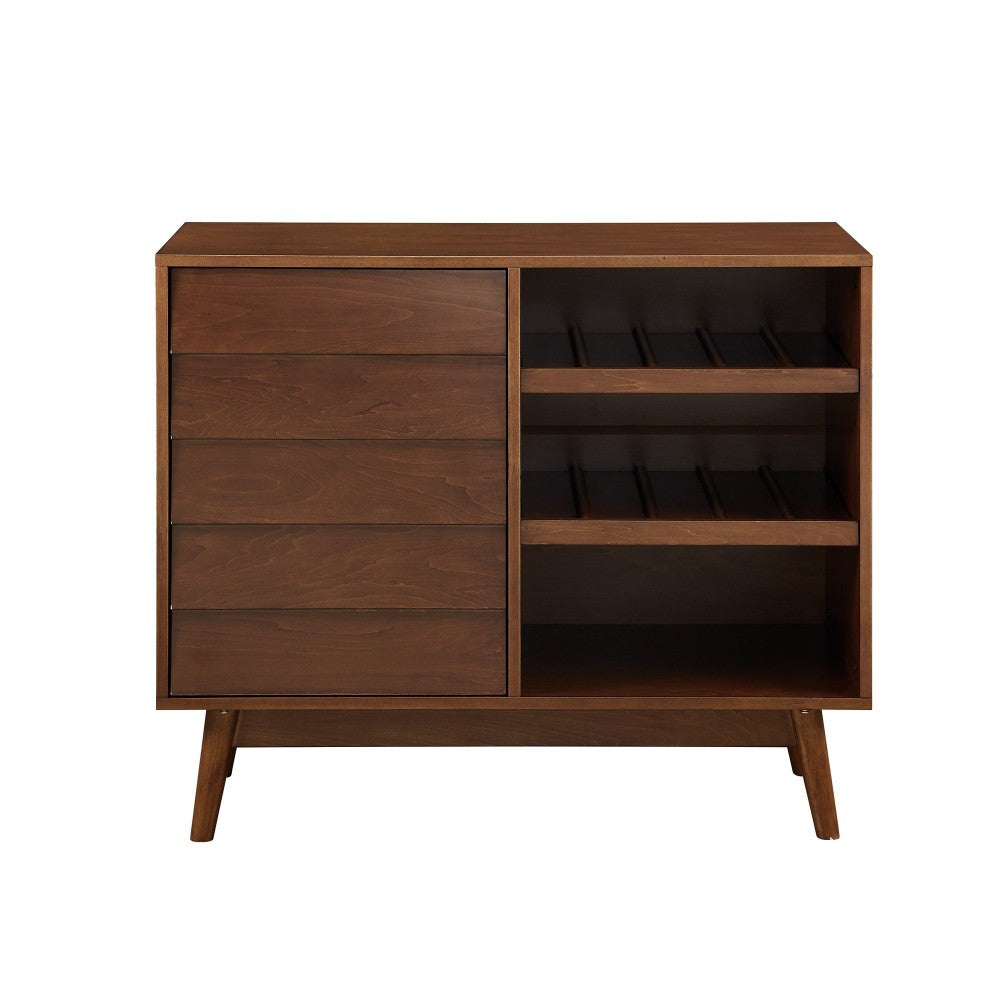 Paula 36" Louvered Door Bar Cabinet - Walnut