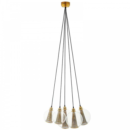 Peak Brass Cone And Glass Globe Cluster Pendant Light Chandelier