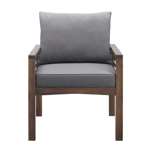 Pearson Modern Wood and Metal Outdoor Club Chair, Set of 2 - Gray/Dark Brown