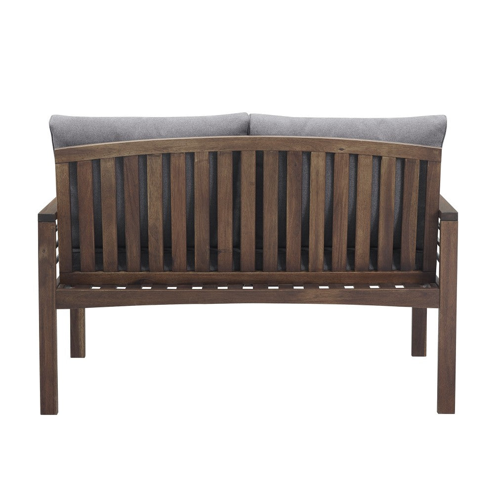 Pearson Modern Wood and Metal Outdoor Loveseat - Gray/Dark Brown
