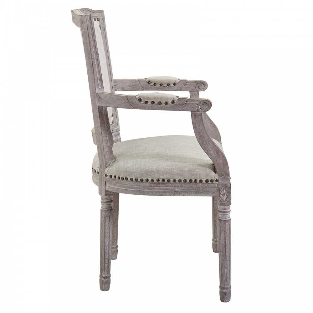 Penchant Vintage French Upholstered Fabric Dining Armchair, Beige