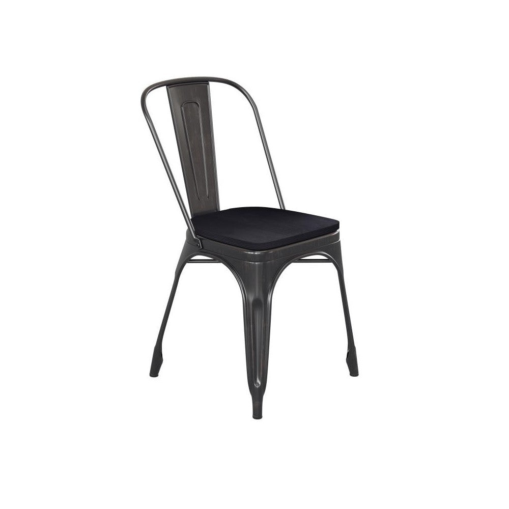 Perry Commercial Grade Black-Antique Gold Metal Chair-Black Seat