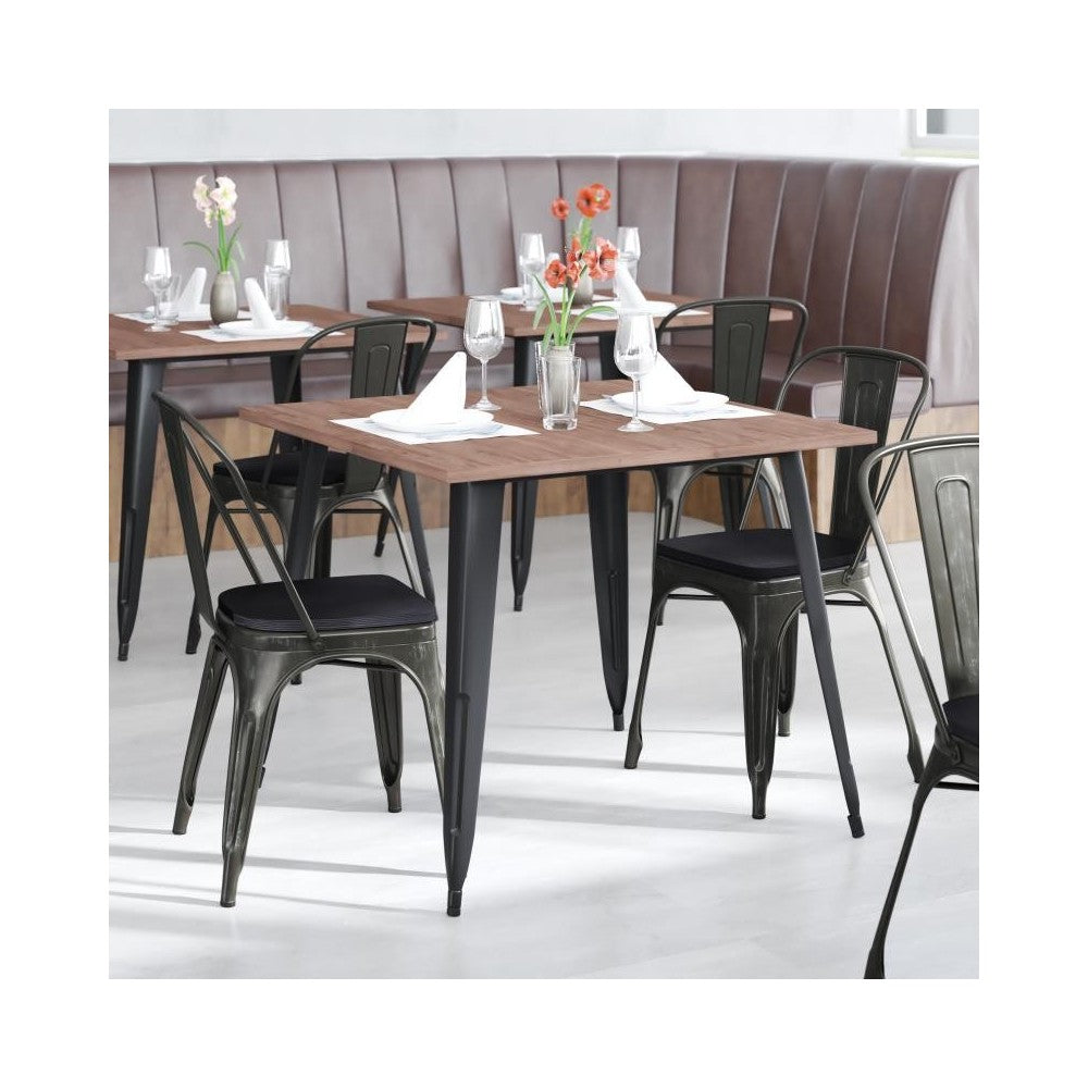 Perry Commercial Grade Black-Antique Gold Metal Chair-Black Seat