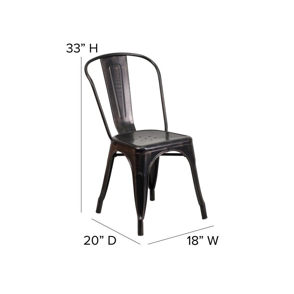 Perry Commercial Grade Black-Antique Gold Metal Chair-Black Seat