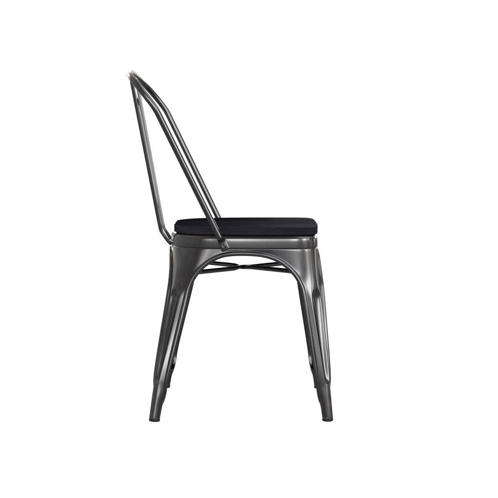 Perry Commercial Grade Black-Antique Gold Metal Chair-Black Seat