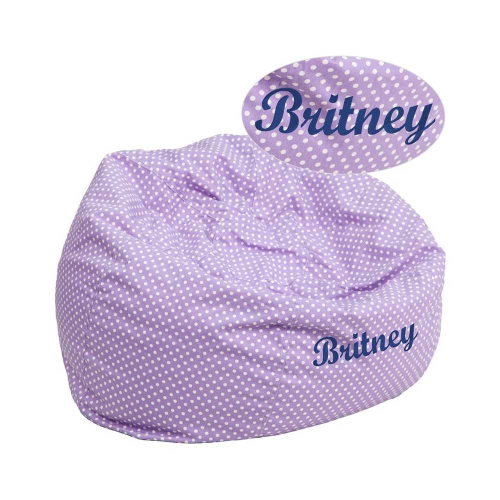 Personalized Oversized Lavender Dot Bean Bag Chair for Kids and Adults