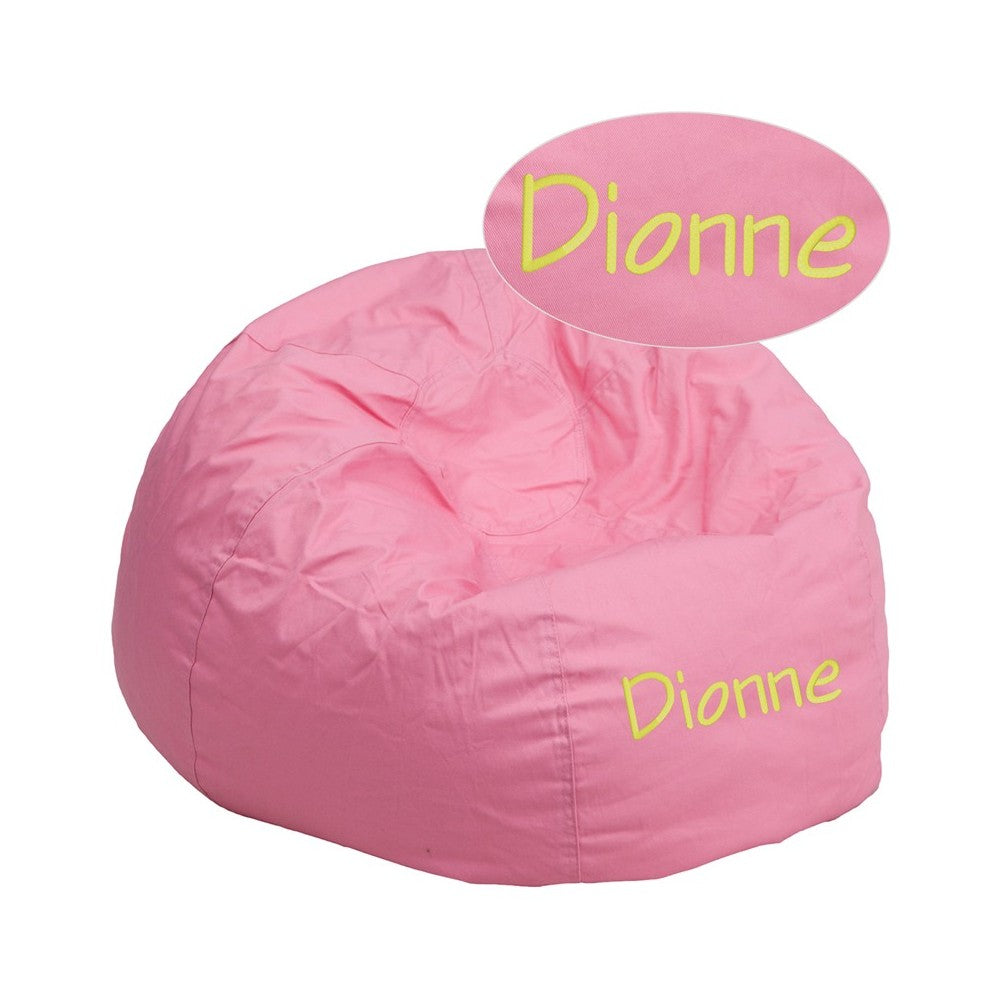 Personalized Oversized Solid Light Pink Bean Bag Chair for Kids and Adults