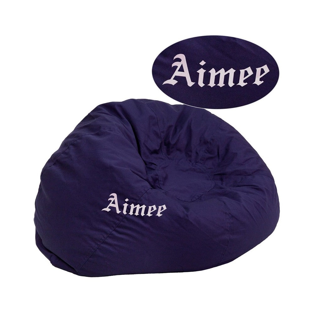 Personalized Oversized Solid Navy Blue Bean Bag Chair for Kids and Adults